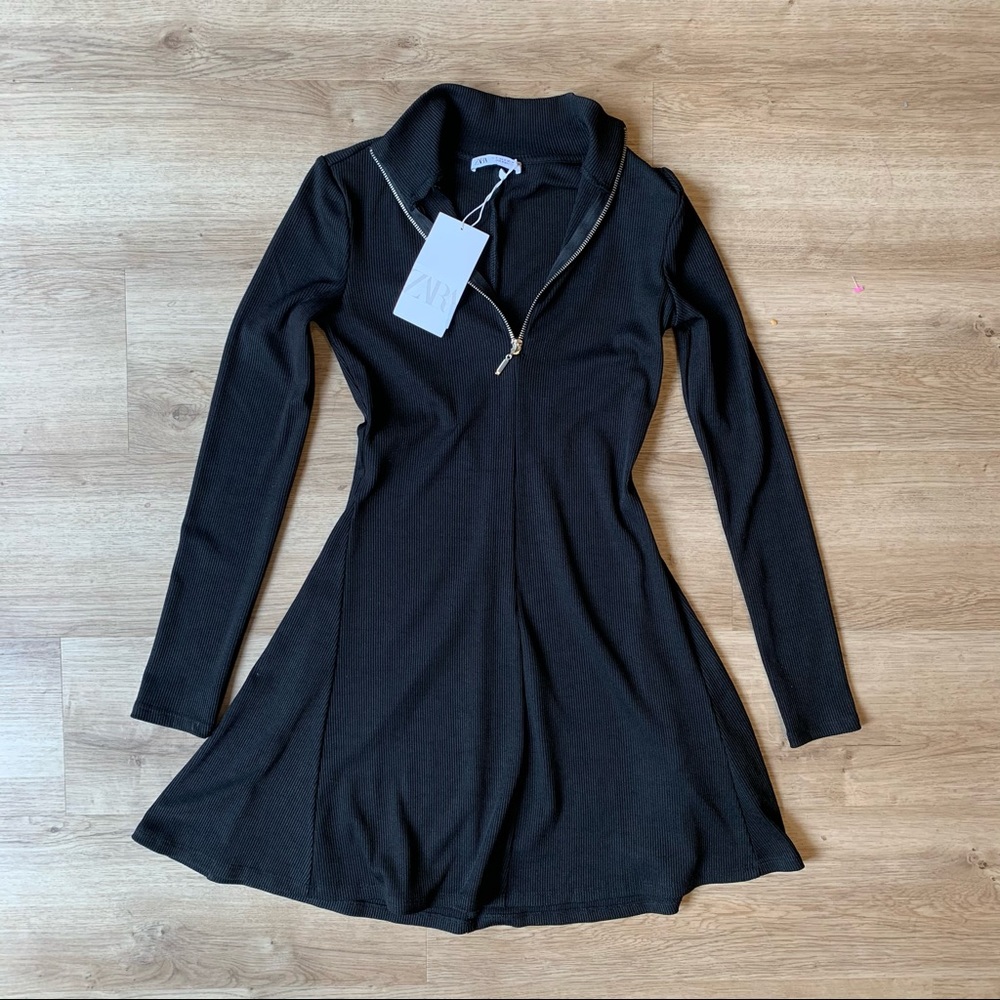 NWT Zara 1/2 zip skater dress